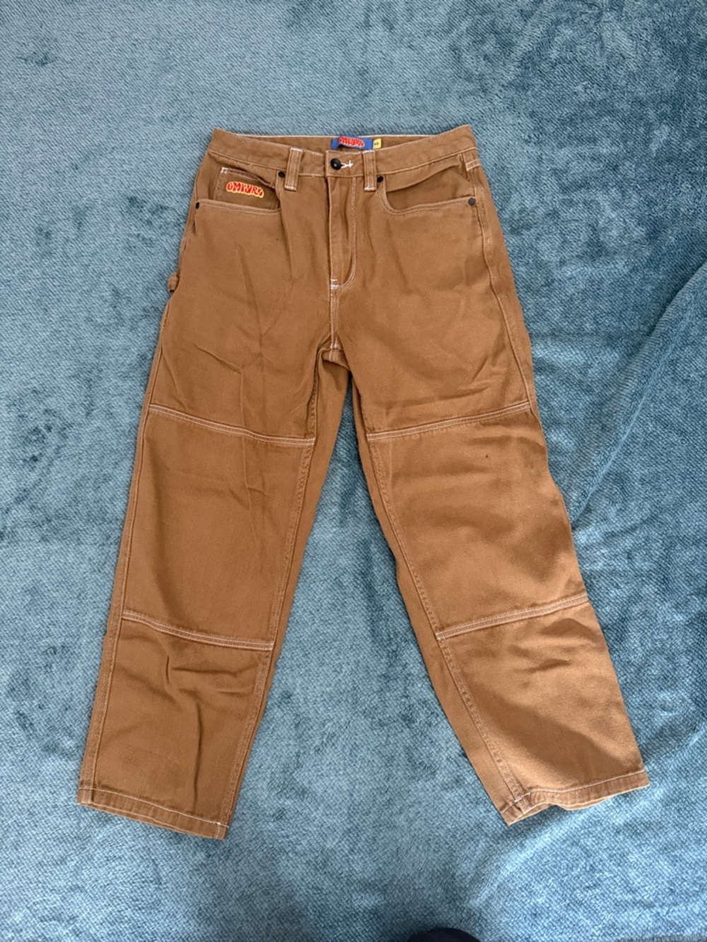 Empyre Men’s Light Brown Relax Fit Pants - Durable Double-Knee Carpenter Style